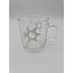 Vinage Luminarc Clear Glass Snowflakes Coffee Mug